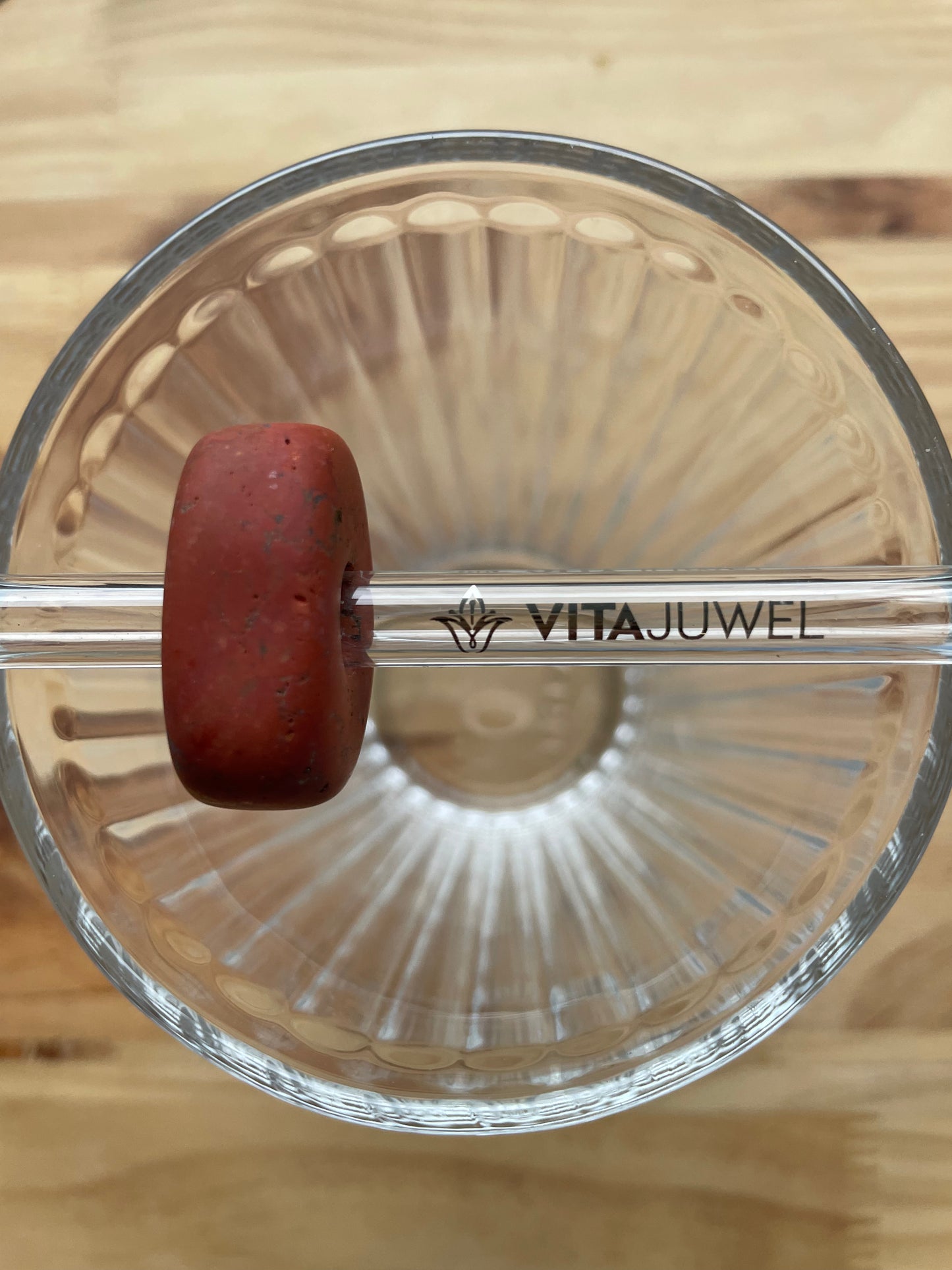 VitaJuwel Glastrinkhalm mit rotem Jaspis